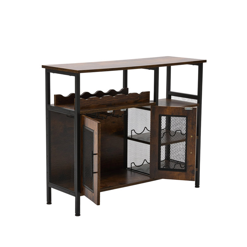 Wine Bottle & Glass Rack, Dark Brown