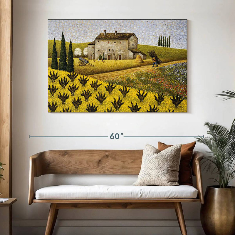 Lilie moutarde vignes, H 32 po x l 48 po