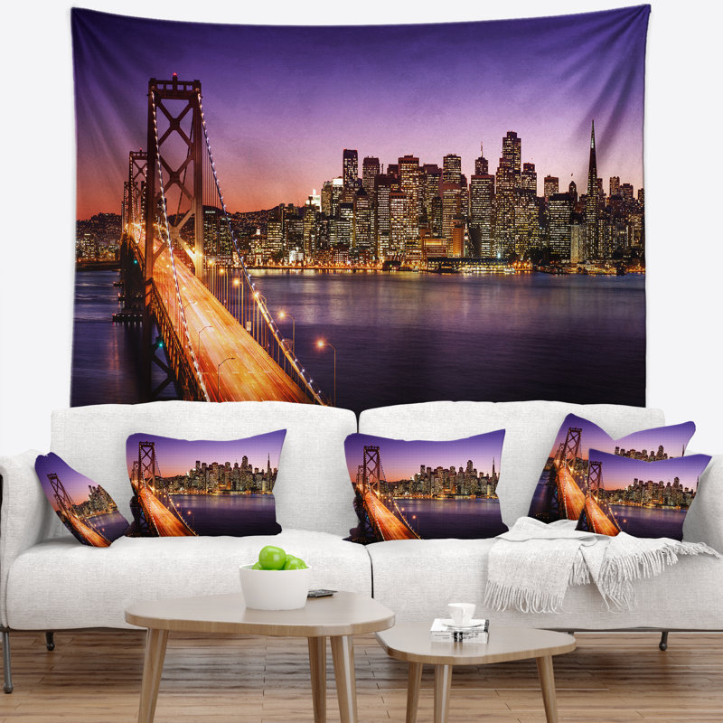 Tapisserie de san francisco et bay bridge, H 32 po x l 39 po