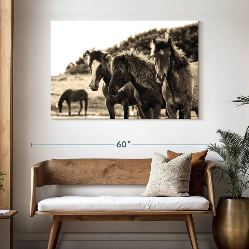 Horses Three Sepia, 32" H x 48" W