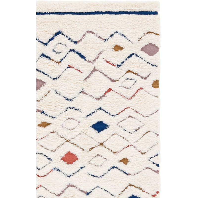 Tapis de style sud-ouest en laine et en coton touffeté à la main Doneshia, Rectangle 4 pi x 6 pi