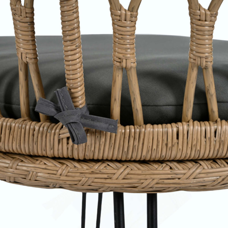 3-Piece Outdoor Rattan Bistro Set, 2 Wicker Chairs & Round Glass Table for Patio, Balcony & Courtyard