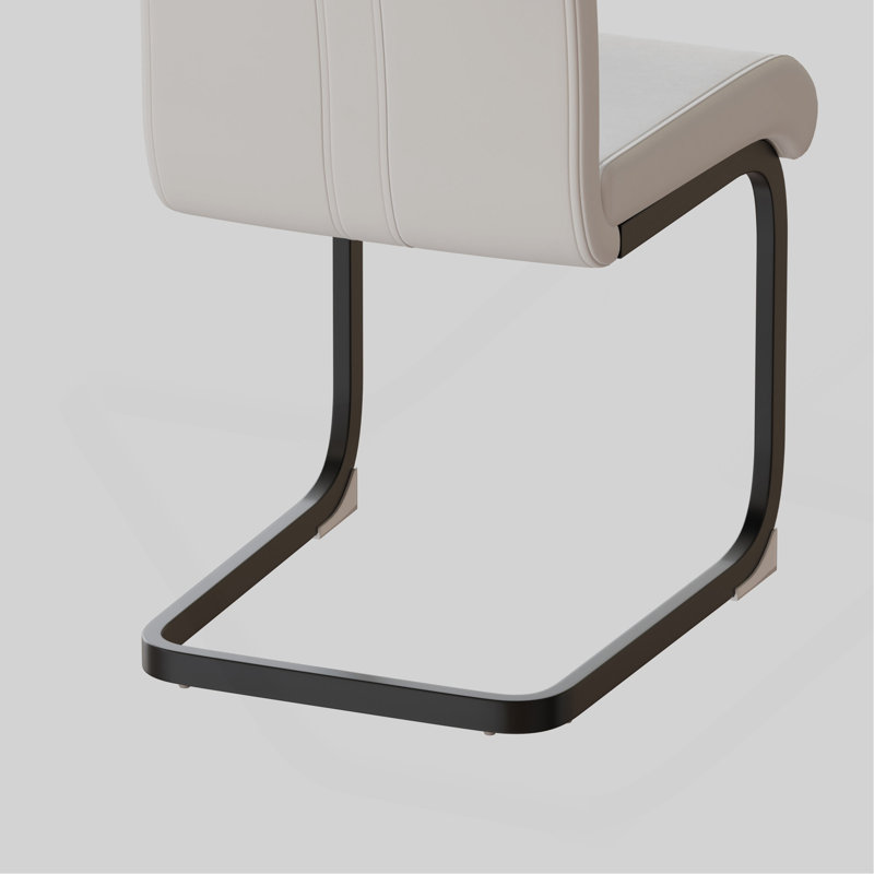 Chaises de salle à manger modernes, chaise d'appoint rembourrée en similicuir à haut dossier, 2, White