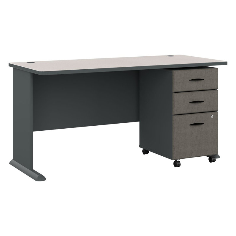 Bureau Series, Blanc spectre / ardoise, H 30 po x l 60 po x P 27 po