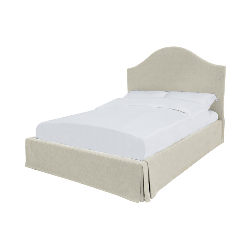 Lit plateforme tapissier Samantha, Roi, Crème