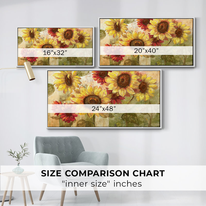 Tournesol délice - Toile tendue avec châssis tendue, prête à être accrochée, H 21 po x l 41 po, Blanc