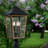 4 Light Matte Black + Textured Gold Outdoor Post