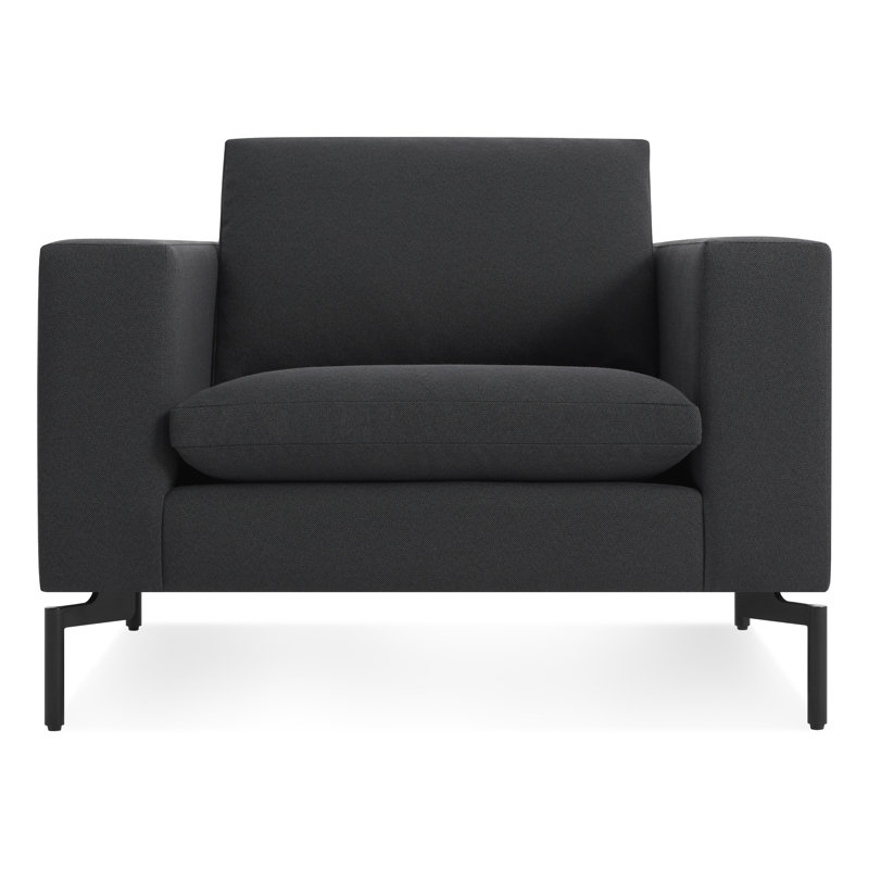 New Standard Upholstered Armchair, Black, Maharam Meld in Panda Polyester Blend