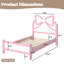 Lit plateforme en bois pour une personne avec tête de lit arquée, cadre de lit en bois massif avec sommier à lattes, lit plateforme bas pour enfants, adolescentes et filles, sommier non nécessaire, rose et blanc.-1989775414