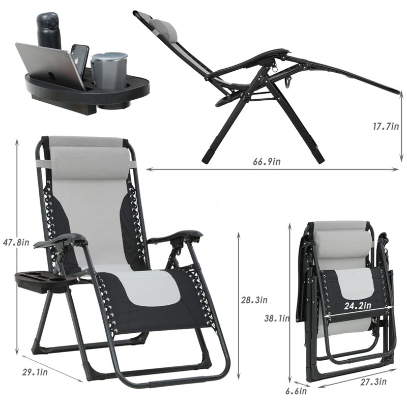 Wayman Folding Recliner Chair, Gray