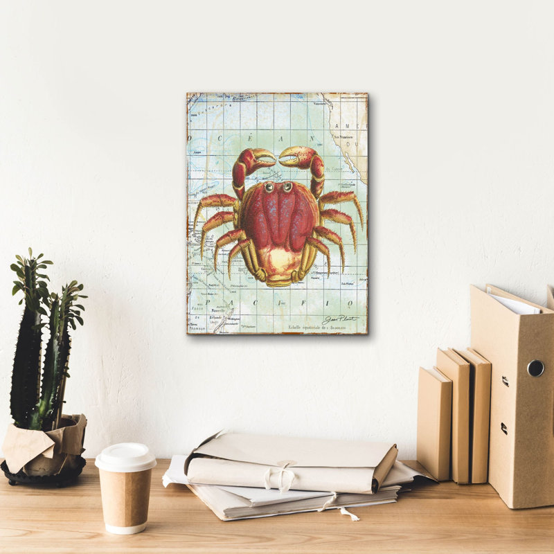 «Nautical Journey-d-crab» par Jean Plout, art mural sur toile, H 16 po x l 12 po x P 0,75 po