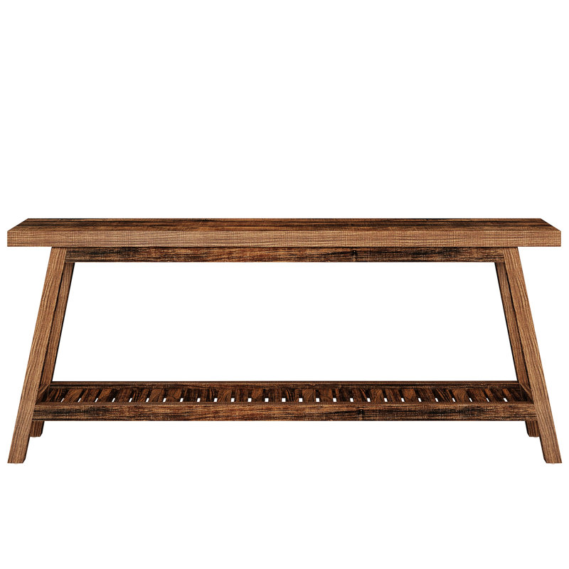 Console Table, Wood Entryway Table With Open Storage Shelf, Rustic Brown