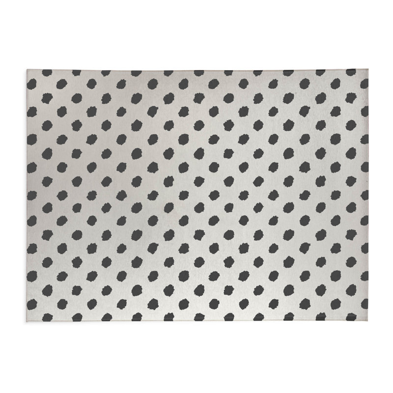 Tapis de cuisine Dot Dot, Ivoire/gris anthracite, Rectangulaire 2 pi x 3 pi, Grunge à pois