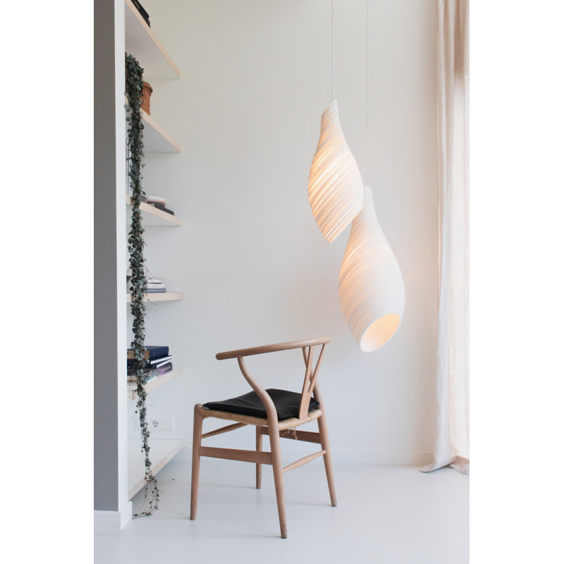 Scraplights Organic Nest Recycled Cardboard Pendant Light, Natural, 33" H x 13" W x 13" D