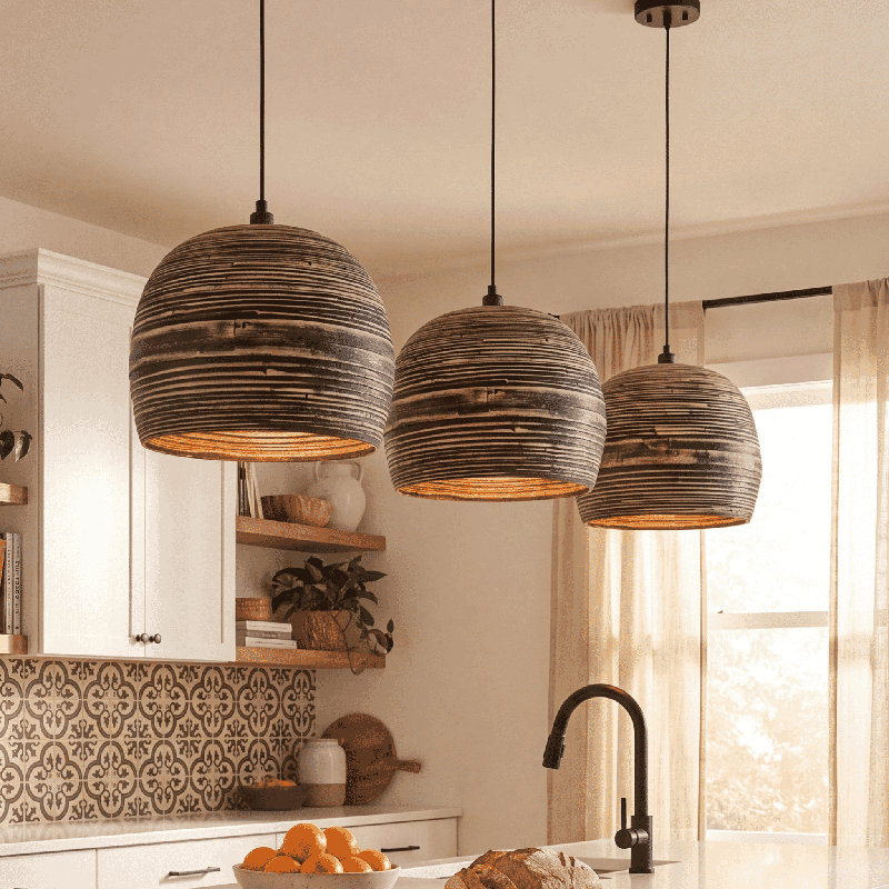 Jamsen 1-Light Pendant in Black Bamboo