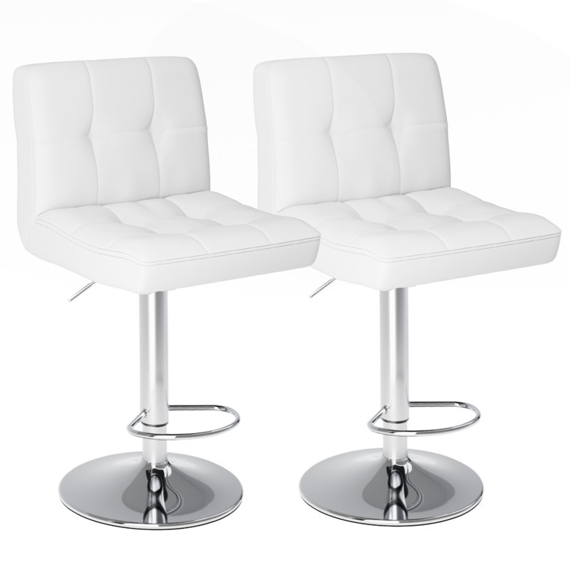 Ensemble de 2 tabourets de bar, hauteur comptoir, coussin carré avec dossier et repose-pieds, idéal pour les cafés et les maisons.