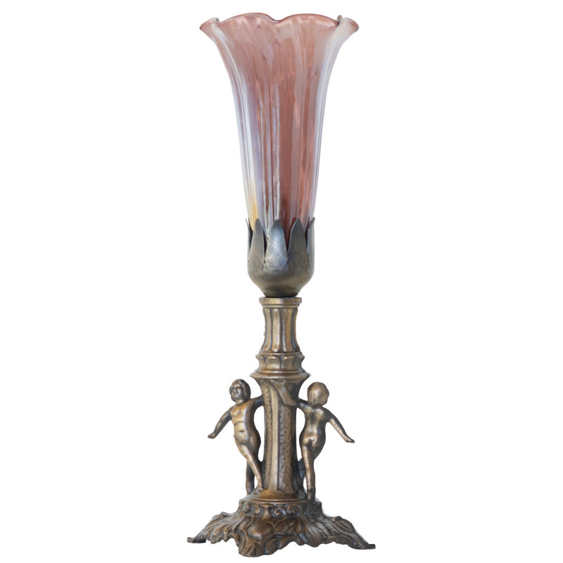 11" High Blue Tiffany Pond Lily Maidens Mini Lamp, Purple