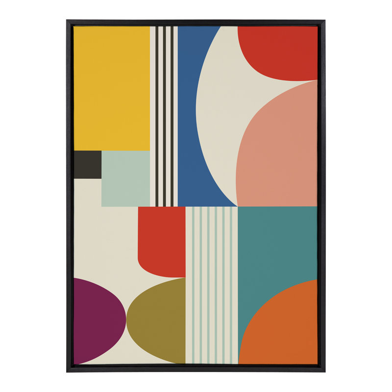 «Mid Century Modern Pattern» par Rachel Lee, 3 oiseaux, reproduction d'art sur toile encadrée, Noir, H 38 po x l 28 po