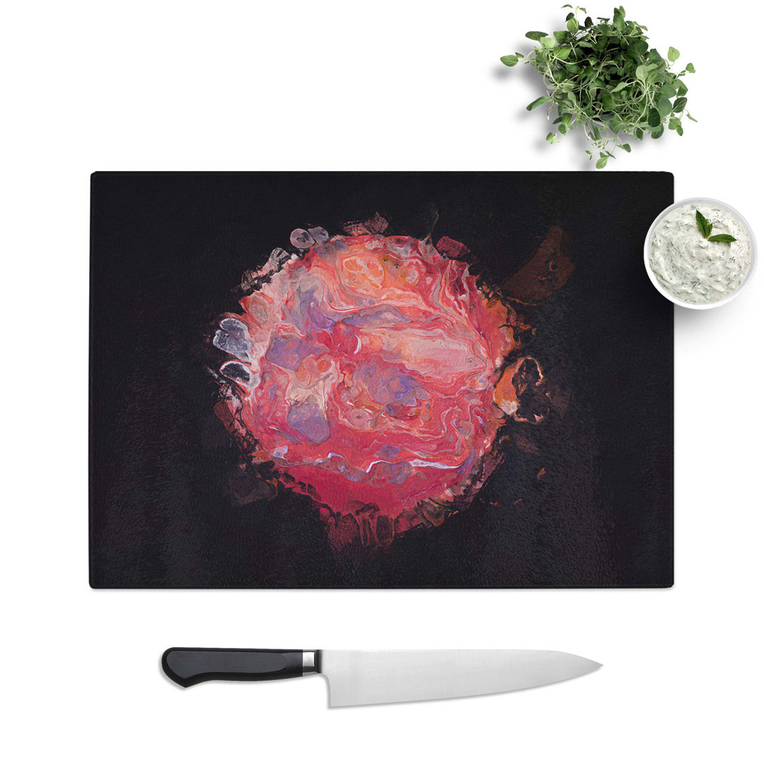 Tempered Glass View of Love in Abstract Chopping Board