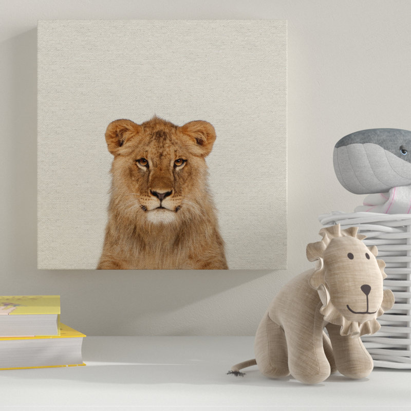 Smiling Lion - Drawing on Canvas, 30cm H x 30cm W