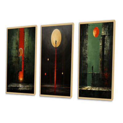 " Full Moon Urban Solitude Retro Minimal IV " 3 - Pieces