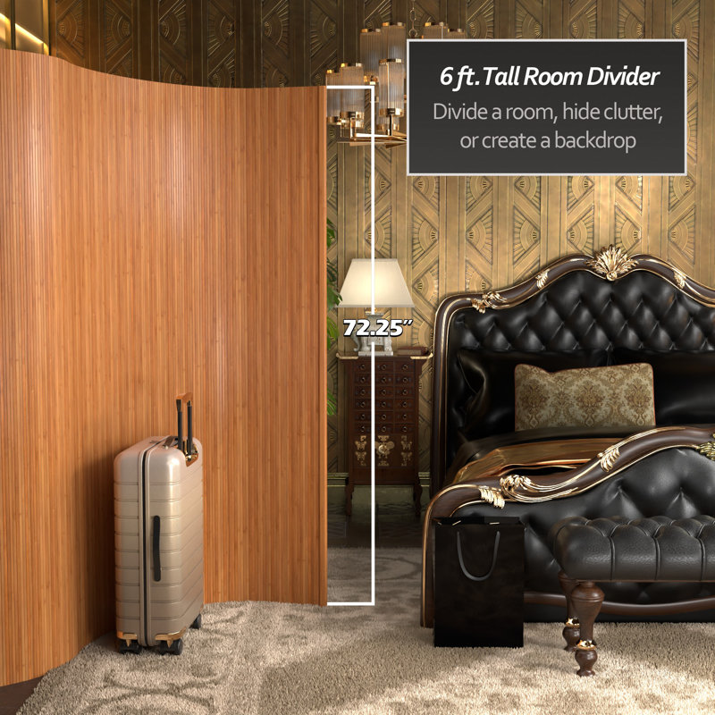 Siena Rolling Bamboo Room Divider, Natural, 6 ft. Tall