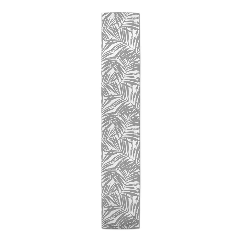 Tropical Leaves Grey Table Runner, 90" L x 16" W, Grey, 31