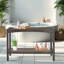 Outdoor Console Table Patio Buffet Bar Storage Organizer 45" Long Wicker Sofa Serving Sideboard Table 2-Shelf Outdoor Bar Table Tall Rectangle Narrow With Adjustable Feet For Entryway Balcony Brown