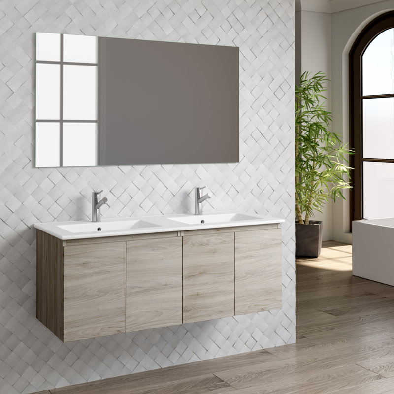 Ensemble de meuble-lavabo mural simple 46" avec miroir Jasso