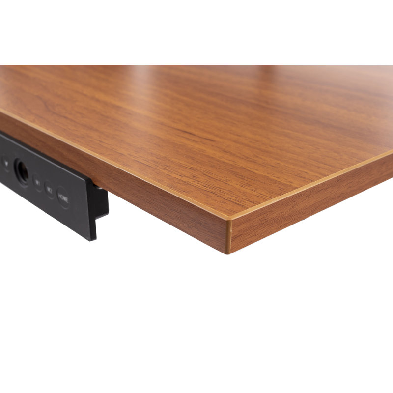 Adjustable Height Steel Standing Desk, 26" H x 70.9" W x 29.5" D, Teak/Black