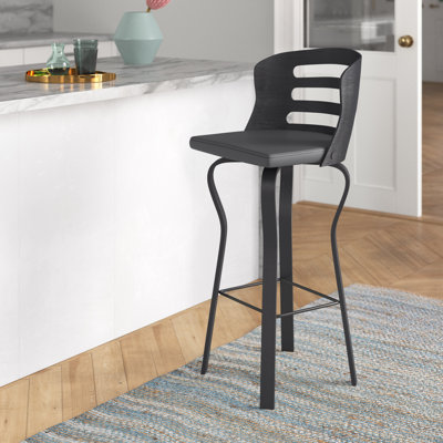 Aldborough Swivel Counter or Bar Height Barstool in Faux Leather, Bent Wood, and Metal by George Oliver