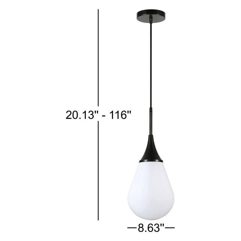 Luminaire suspendu en forme de goutte à 1 lumière Hoye, H 13,88 po x l 8,63 po x P 8,63 po, Transparent, Bronze noirci