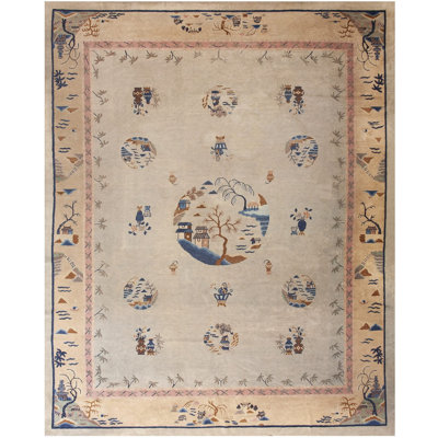 Antique Peking Room Size Wool Light Rug