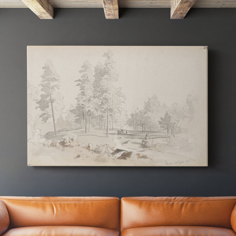 Croquis rétro - XXIXe - Cavas enveloppés de galerie, H 32 po x l 48 po