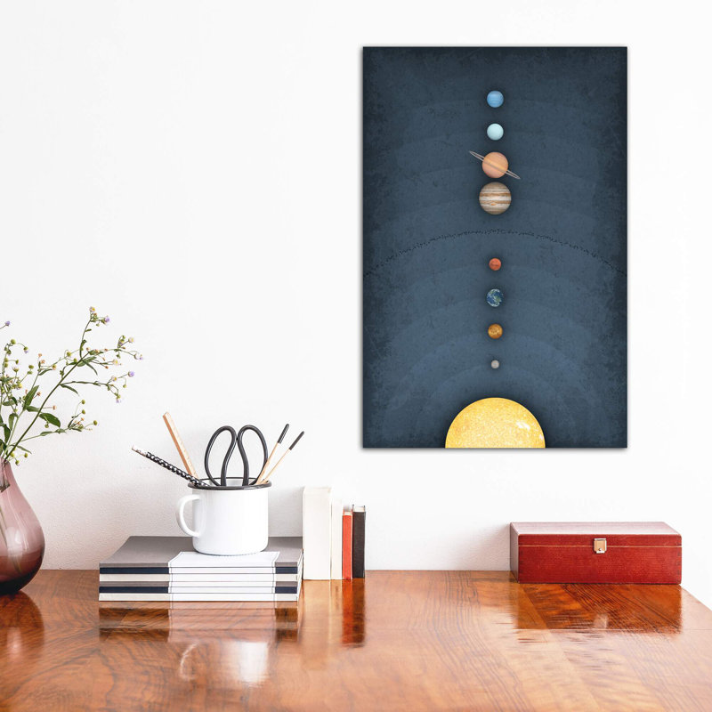 Système solaire II, art encadré, Toile tendue, H 18 po x l 12 po x 1,5 po