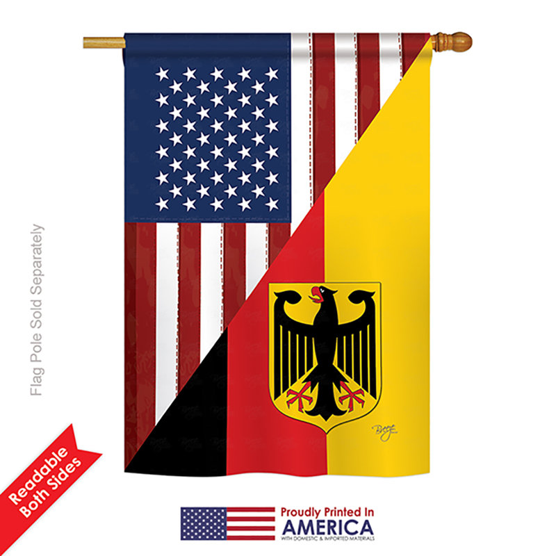 Drapeau de maison Grasselli US German Friendship, H 18,5 po x l 13 po