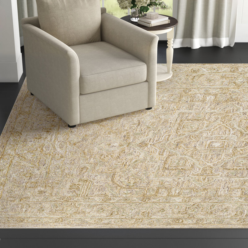 Tapis oriental brun clair / crème / noir touffeté à la main Oriental, Rectangle 7 pi x 9 pi