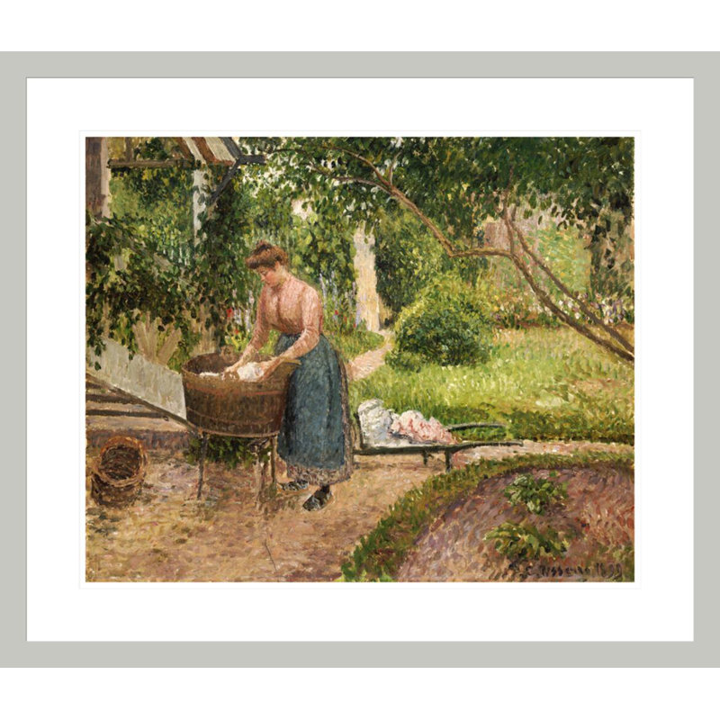 «Washeratrice at Eragny» par Camille Pissarro, impression giclée encadrée, 23,5 po H x 27,47 po L