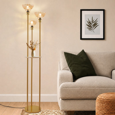 62'' Brushed Tray Table Floor Lamp