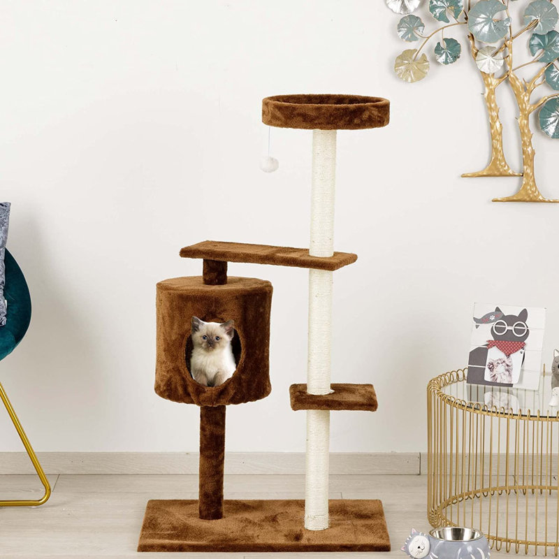 Dearman 112cm H Cat Tree, Brown/Cream