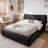 Cloud Corduroy Bed Frame, Soft Upholstered Platform Bed with Thick Padded Headboard & Bolster Pillow, Cloud-Like Cozy Comfort & Easy Assembly-1719857523-1719857520