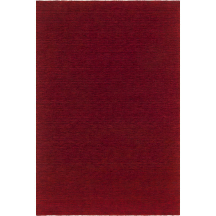 Tapis de zone rouge en laine contemporaine texturée Kai-Chi