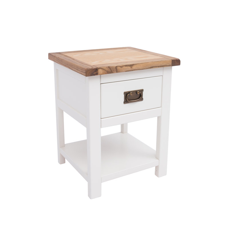 Vann 45cm W Solid + Manufactured Wood Bedside Table, Off White