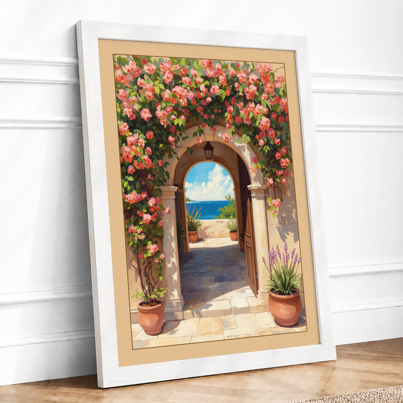 Mediterranean Archway Coastal - Framed Print, A3 - 42.0 x 29.7 cm, White