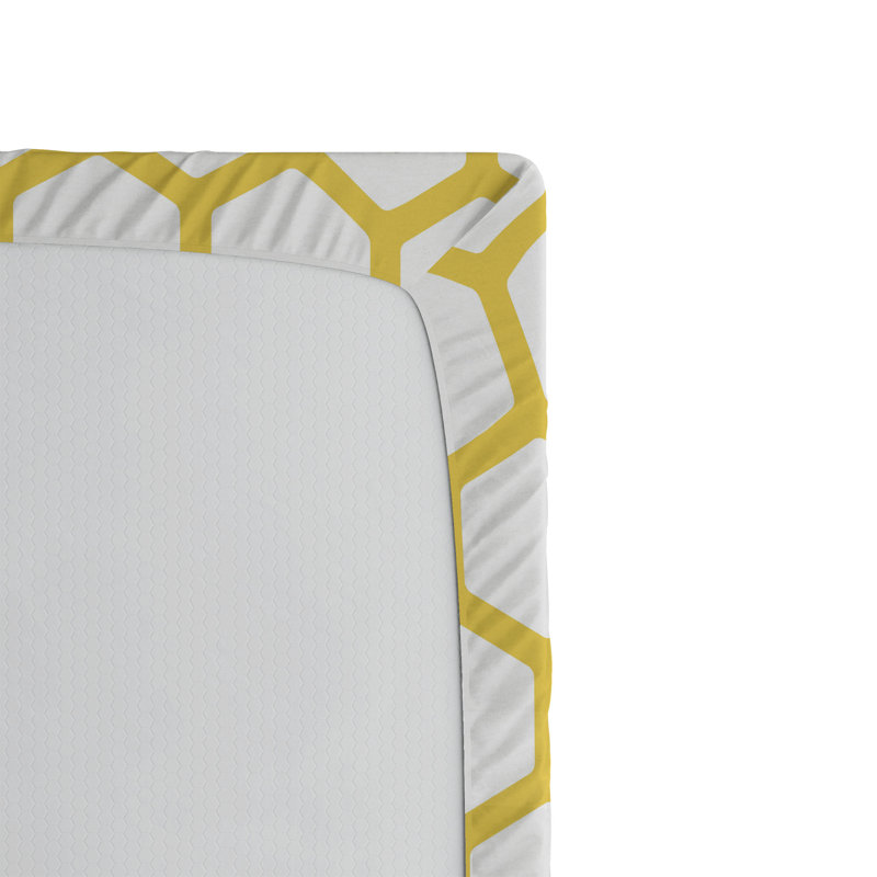 Drap-housse orange Ambesonne, Jaune / blanc géométrique, Drap-housse très grand californien