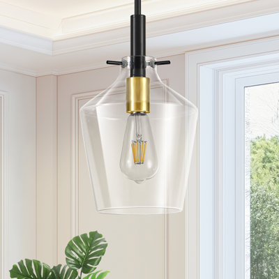 Luminaire suspendu moderne en verre transparent pour îlot de cuisine 1 lumière 7,87 po