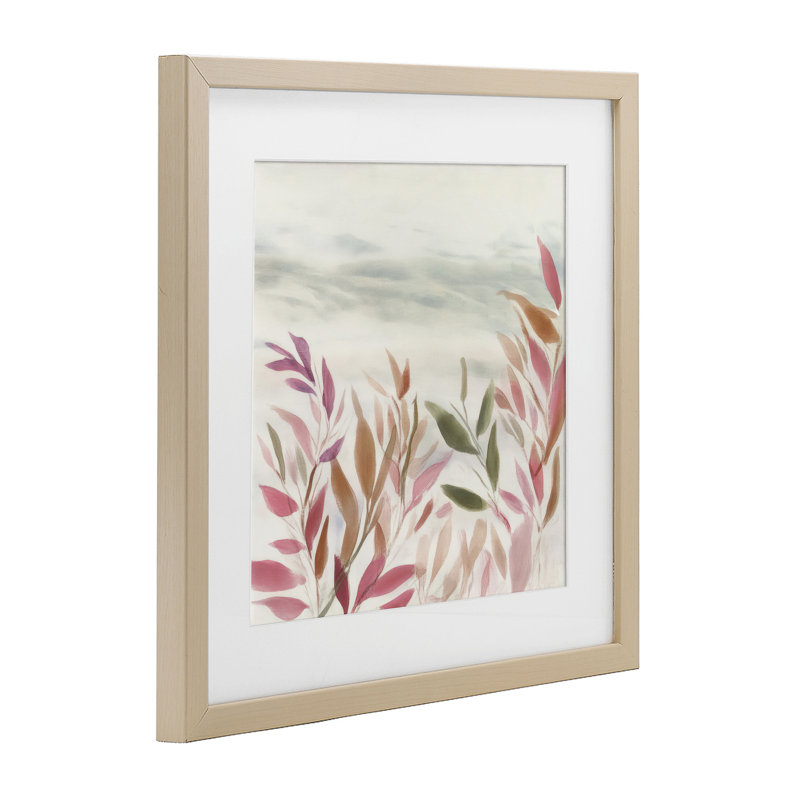 «Gentle Earthy Windswept Leaves», reproduction encadrée sous verre, conception de Mona Grace, Cadre de récolte en pin