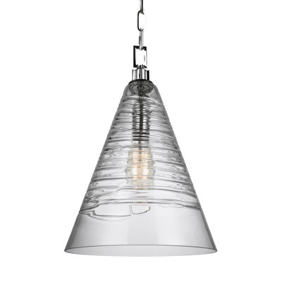 Single Light Ribbed Glass Dimmable Pendant