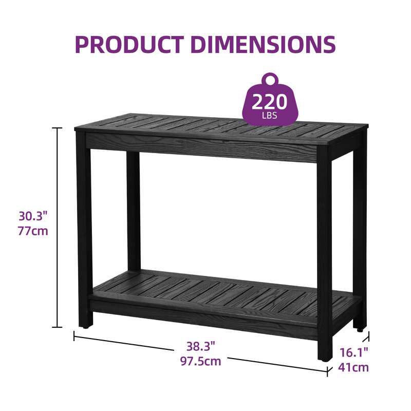 Buffet d'extérieur l 38,3 po Charia, Noir, H 30,3 po x l 38,3 po x P 16,1 po