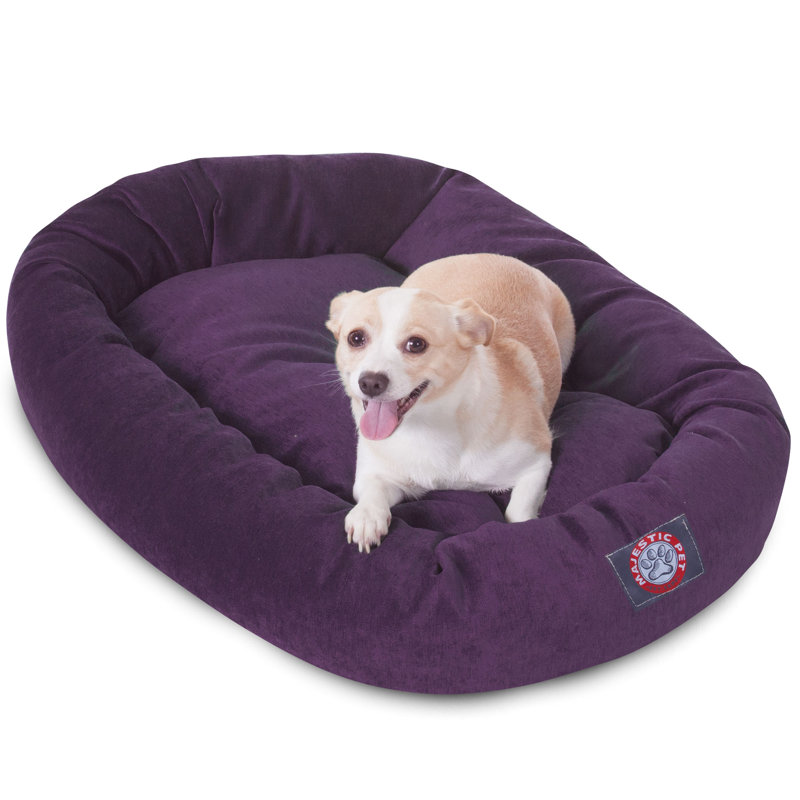 Lit ovale pour animal de compagnie, Moyen (l 18 po x P 32 po x H 7 po), Aubergine